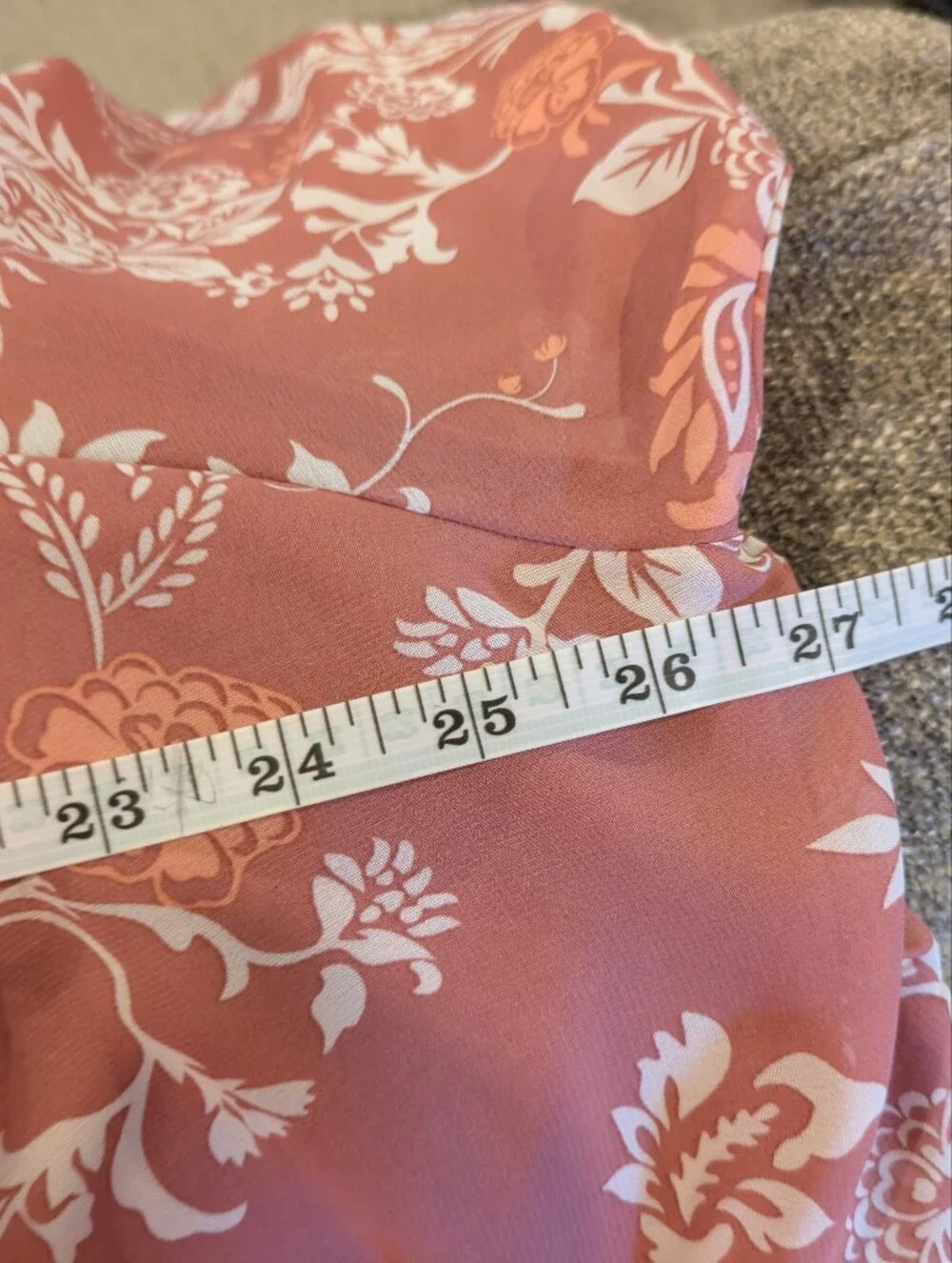 Women's Dusty Rose Floral Cold-Shoulder Dress - Picture 9 of 11